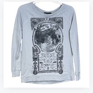 Rock & Republic sweatshirt gray long sleeve born to rock sleeve detail long Sz M